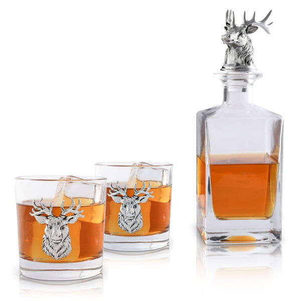 Elk / Deer Bust Decanter Set with Glasses loading=