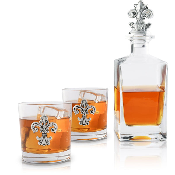 Fleur-de-lis Decanter Set with Glasses loading=