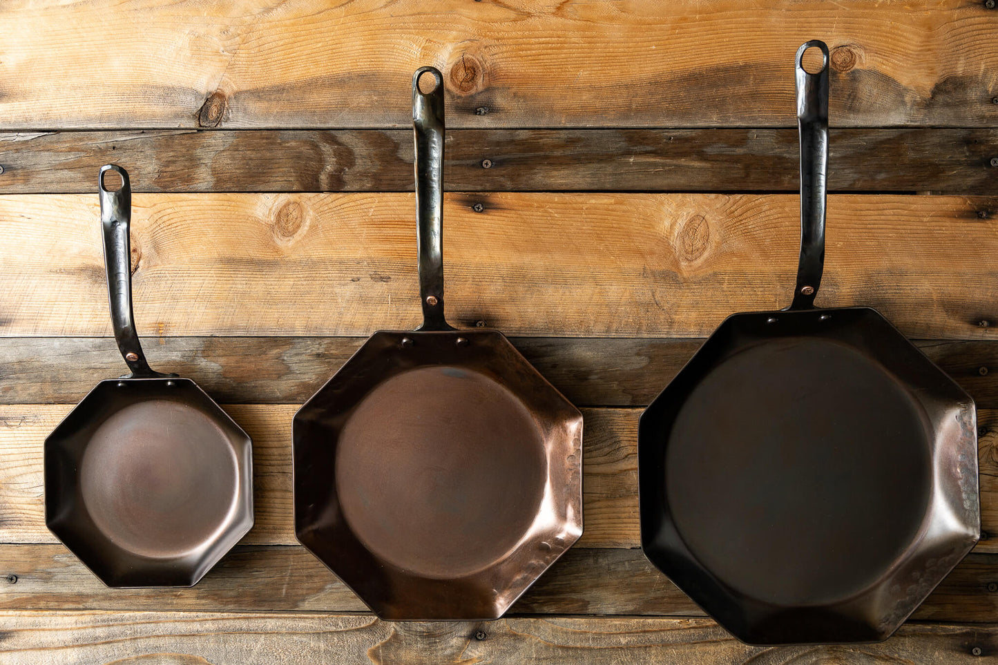 8",10",12" Octagon Carbon Steel Skillets Set (Hand Forged!)