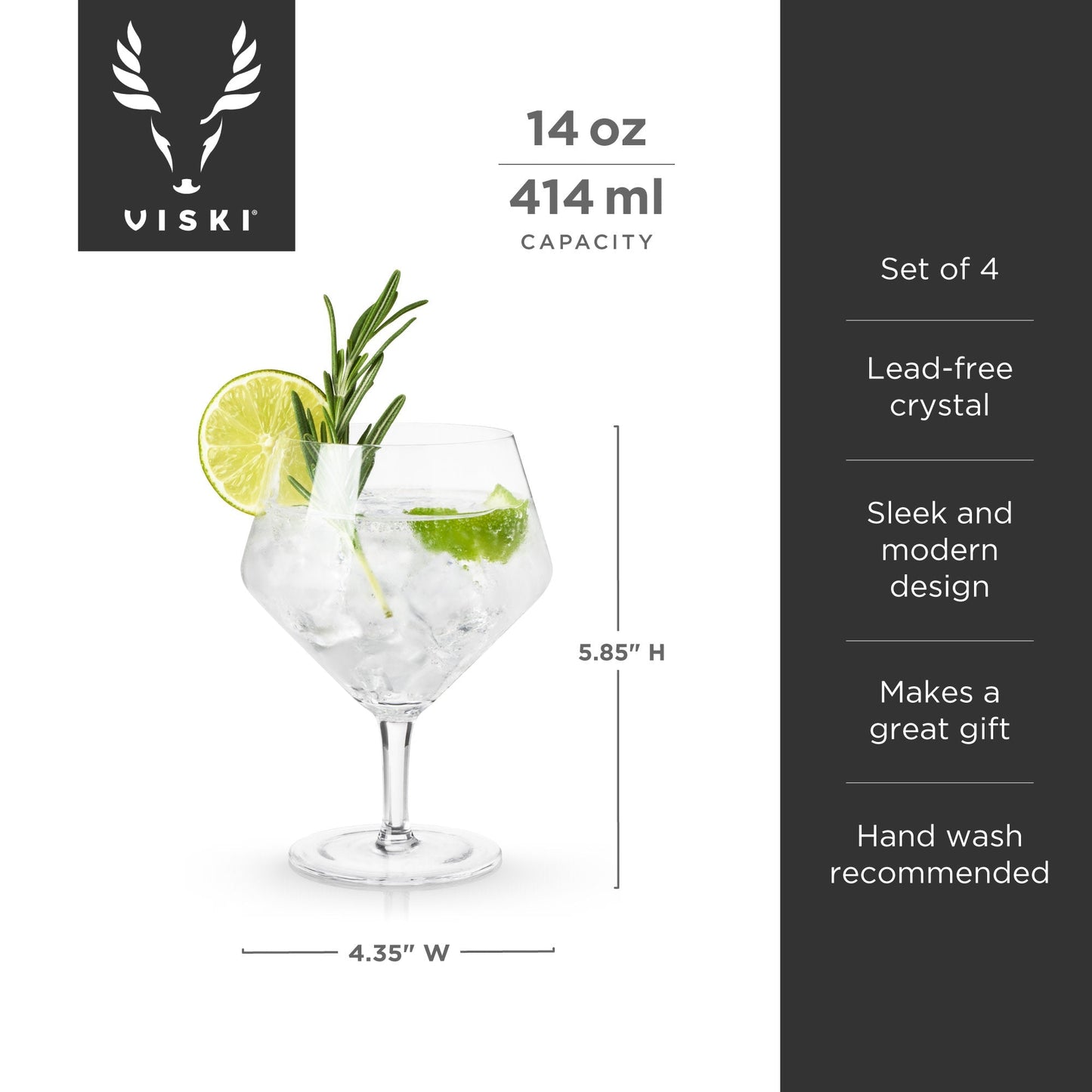 Raye Angled Crystal Gin & Tonic Glasses Set of 4