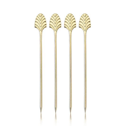 Art Deco Cocktail Picks in Gold Set of 4