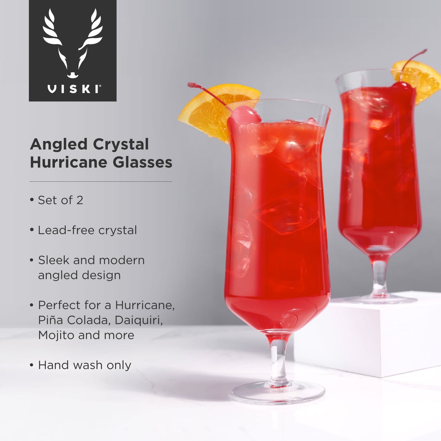 Raye Angled Crystal Hurricane Glasses Set of 2