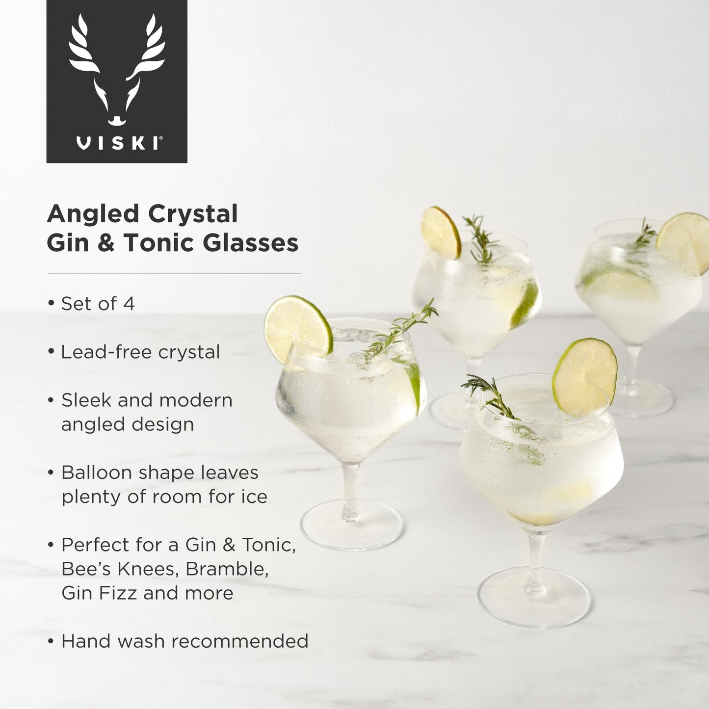 Raye Angled Crystal Gin & Tonic Glasses Set of 4