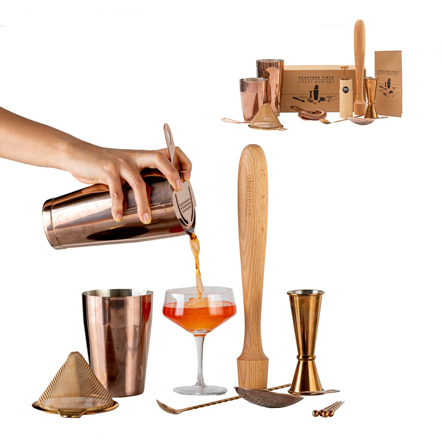 Antique Copper Mixologist Bar Set (14-Piece)