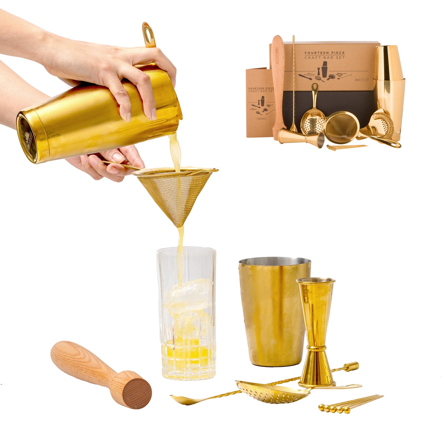 Gold Mixologist Bar Set (14-Piece)