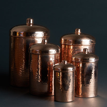 Copper Kitchen Canisters Set 5 Piece (Handmade!)