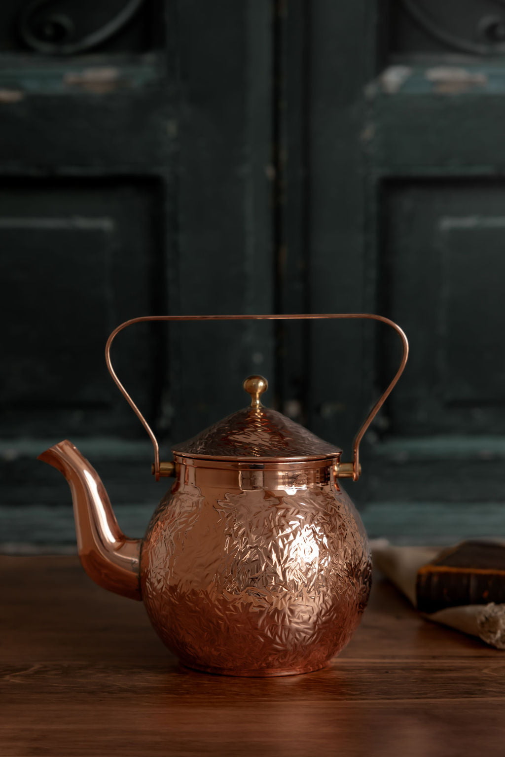 Vintage Inspired Copper Hand Hammered Teapot