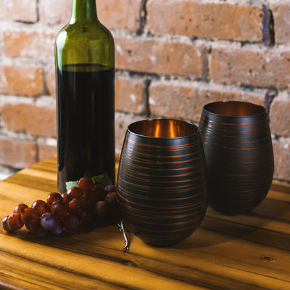 Black Swirl Stemless Glasses