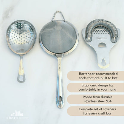 Complete 3-Piece Bar Strainer Set