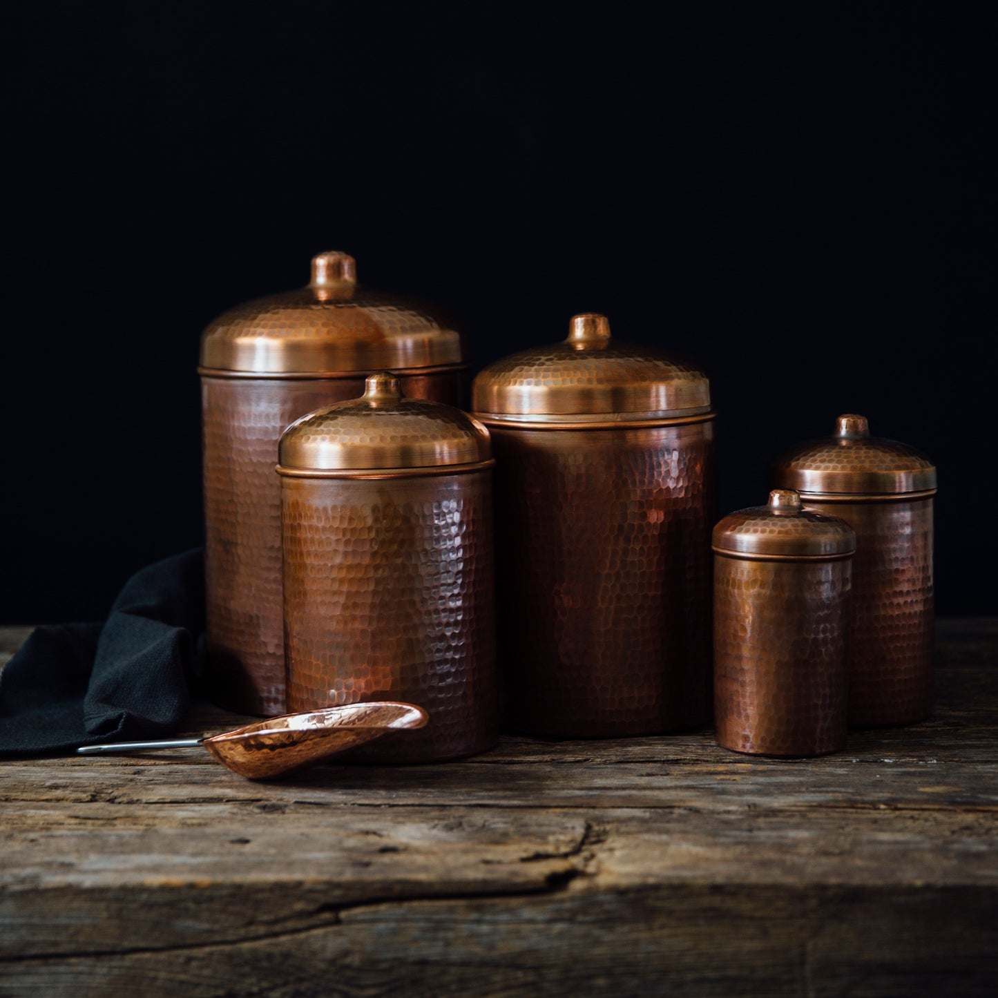 Copper Kitchen Canisters Set 5 Piece (Handmade!)