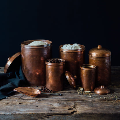 Copper Kitchen Canisters Set 5 Piece (Handmade!)