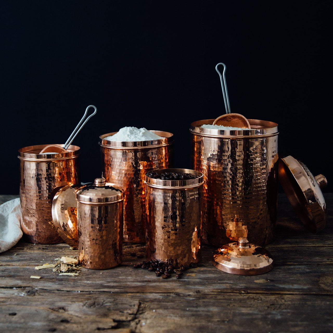 Copper Kitchen Canisters Set 5 Piece (Handmade!)