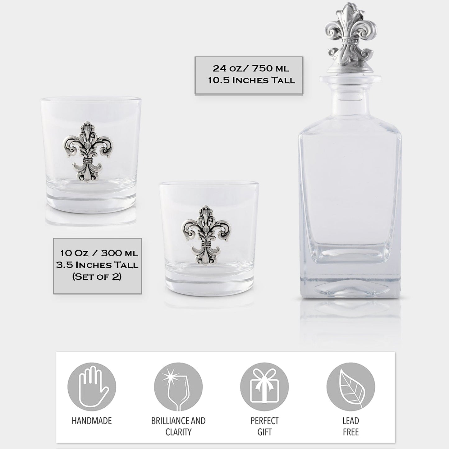 Fleur-de-lis Decanter Set with Glasses