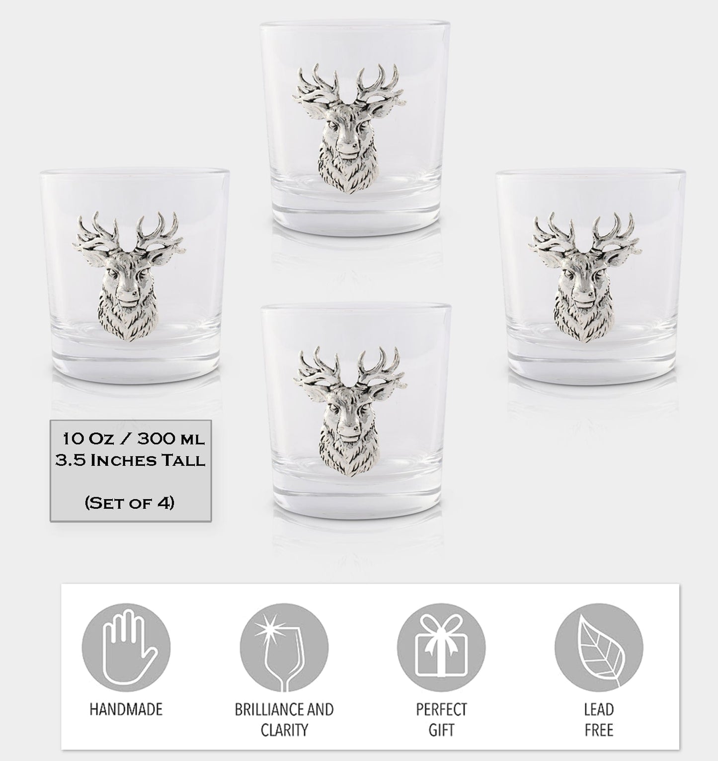 Elk Head Bar Glasses Set of 4