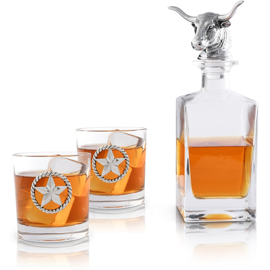 Longhorn Decanter Set with Pair of Glasses