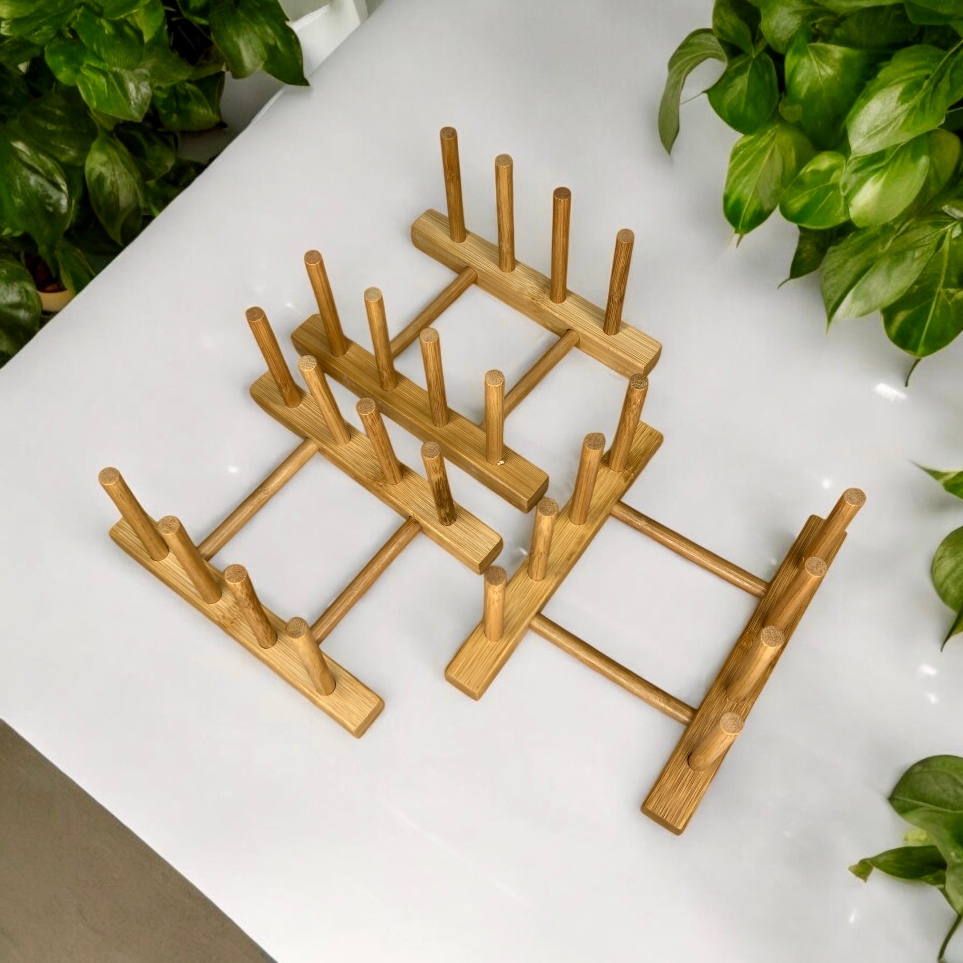 plant dish rack Bamboo Drying Rack | 4 Peg