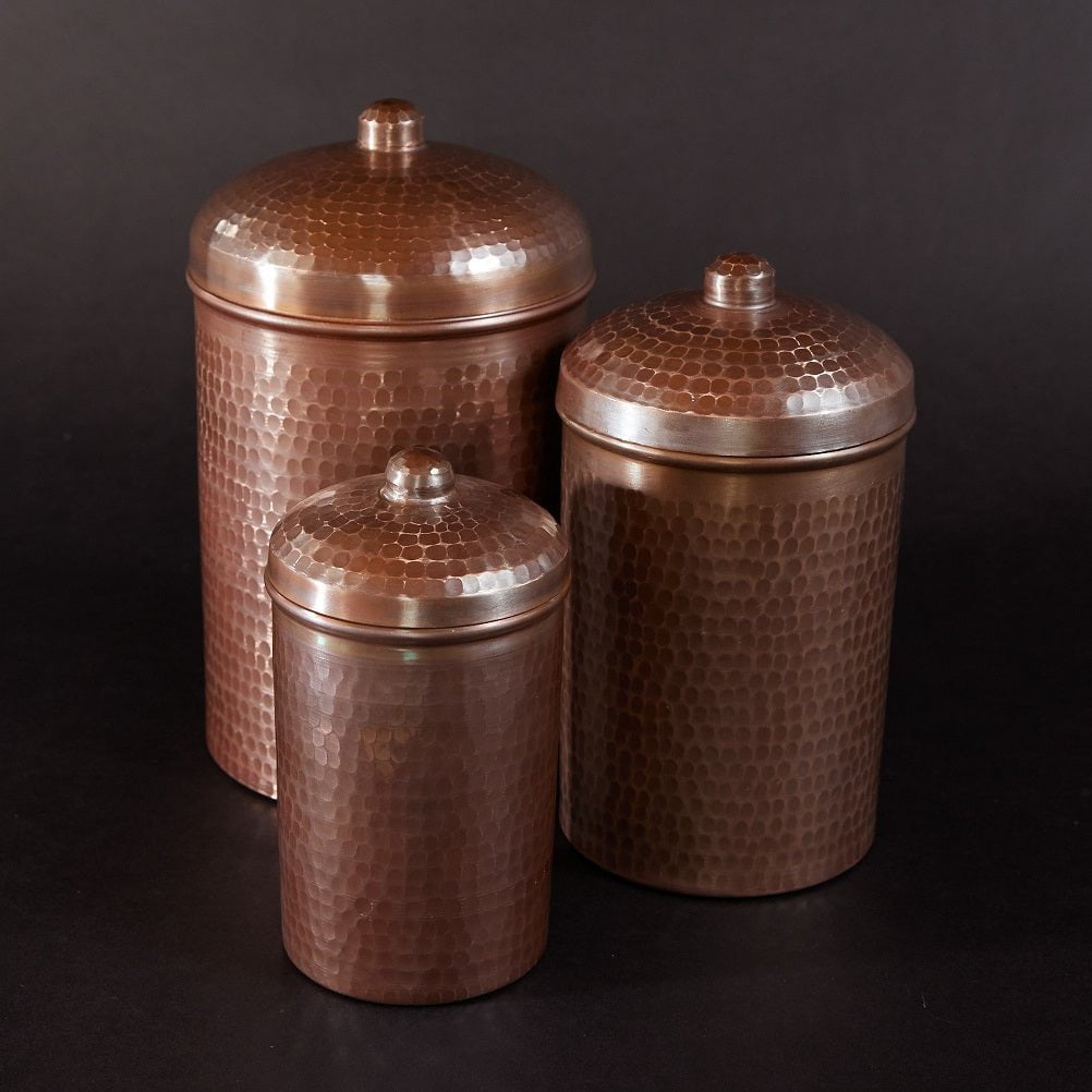 Copper Kitchen Canisters (handmade)- 3 Piece