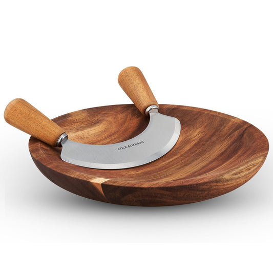 Cole & Mason Ashden Herb Mezzaluna With Acacia Chopping Board