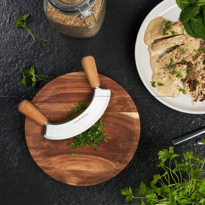 Cole & Mason Ashden Herb Mezzaluna With Acacia Chopping Board