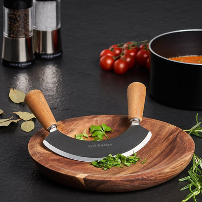 Cole & Mason Ashden Herb Mezzaluna With Acacia Chopping Board