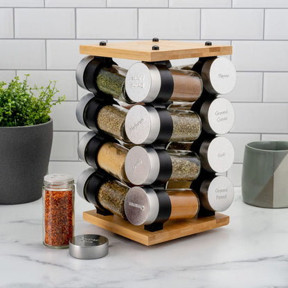 Cole & Mason Blyth Classic Bamboo 16 Jar Carousel (re-fillable)