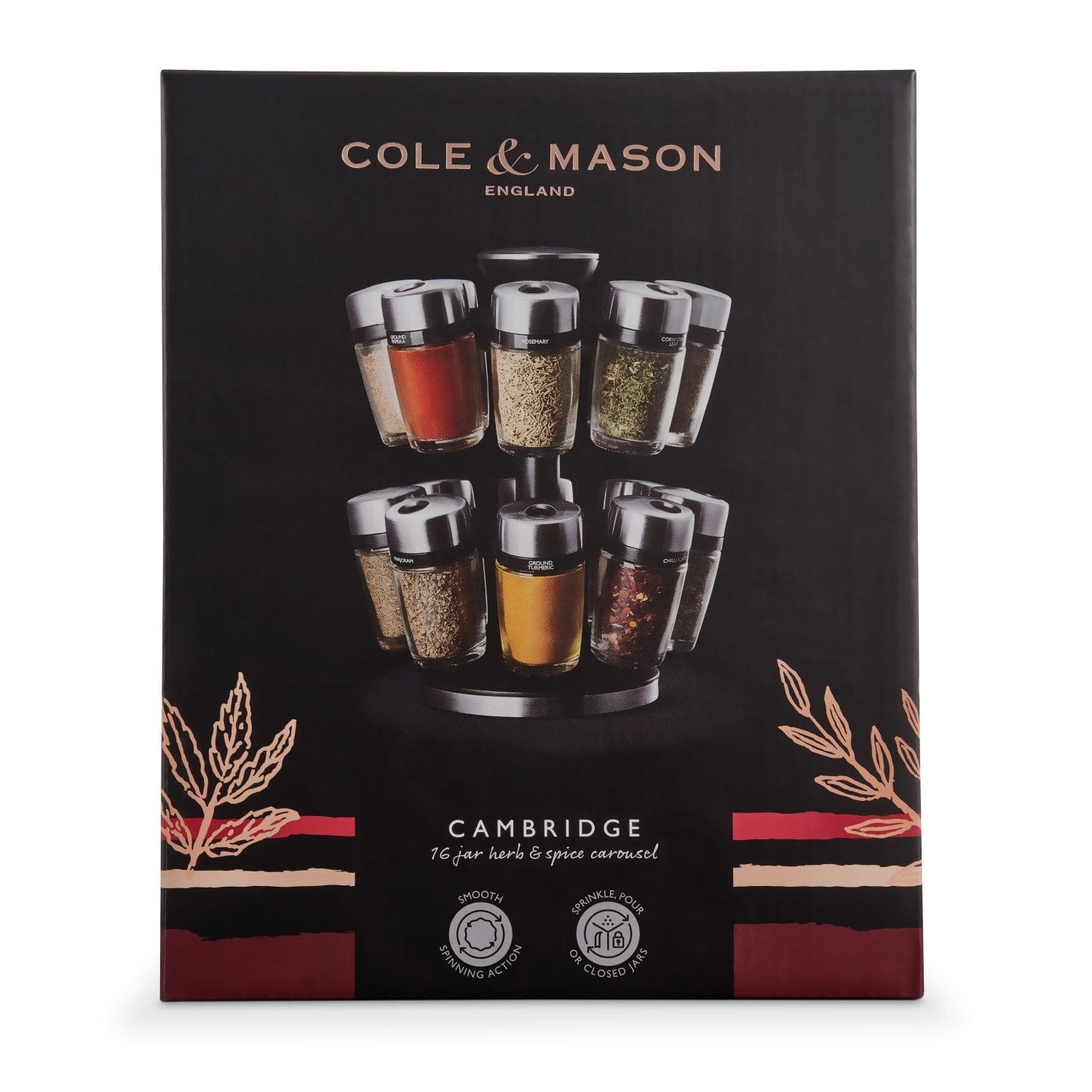 Cole Mason Cambridge Herb Spice Rack 16 Jar Carousel – Chef's