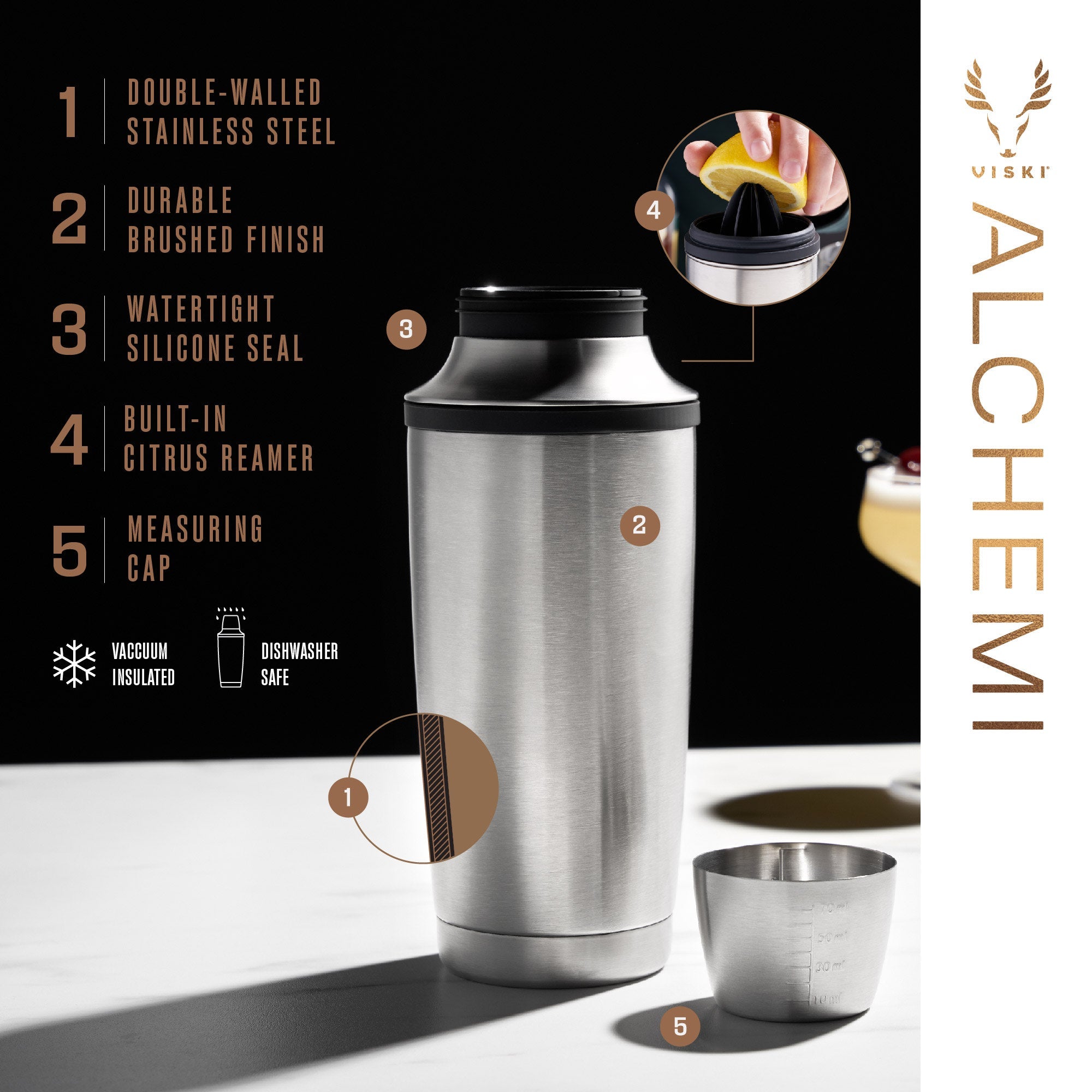 Alchemi Vacuum Insulated Cocktail Shaker – Chef's Mandala Gourmet