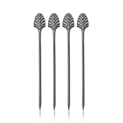 Art Deco Cocktail Picks in Gunmetal Set of 4