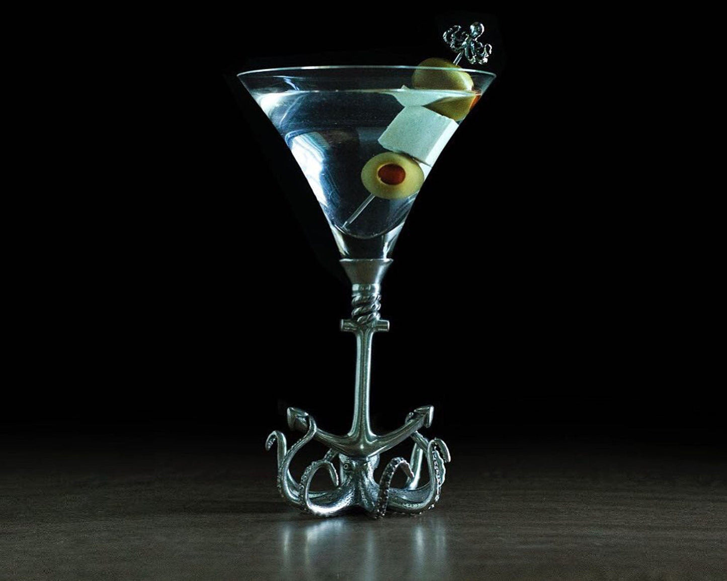 Octopus Pewter Stem Cocktail Glass