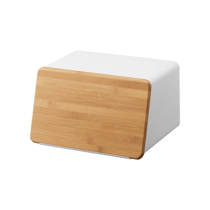 Bread Box with Cutting Board Lid - Steel + Wood